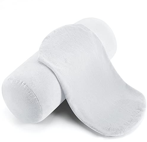 Newwiee 2 Pcs Neck Roll Pillow Cover 17x7 Inch Round Cervical Pillow Covers with Zipper Cylinder Neck Roll Pillowcase Soft Bolster Pillowcases for House Home Decor Cylindrical Cushion(White)
