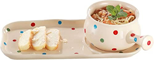 Ciotola for cereali, scodella for zuppa, scodella for il tè, set for la colazione con manico, piatto in ceramica individuale Ciotole for zuppa di cipolle francesi for zuppa di cereali Farina d'avena,