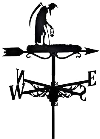 Metal Wind Vane Weathercock Deluxe Weathervane Wind Direction Indicator Wind Direction Measuring Instrument Roof for Roof Gardens,Garden Sheds,Homes,Fence(Color:B)