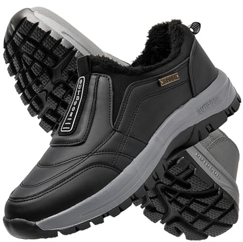 Aocase Chaussures Orthopédiques Pied Large Homme Chaussure de Marche Homme sans Lacets Baskets de randonnée en Plein air Chaussures de Travail Léger et Respirant,Noir,49/295mm