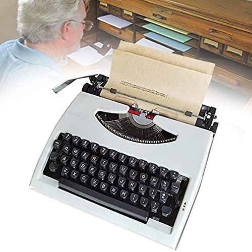 Englische Schreibmaschine, altmodische manuelle Schreibmaschine, tragbar und einfach zu bedienen, rot-schwarzes Farbband-Set, ideal für Briefe, kreatives Schreiben, Basteln, freies Schreiben, weiß