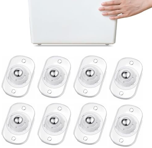 TRVL FIELDER Self Adhesive Mini Caster Wheels, Ball Casters for Kitchen Appliance, 360° Swivel Universal Wheel Roller Castors, Sticky Pulley for DIY, Trash Can, Small Appliance (8, Clear)