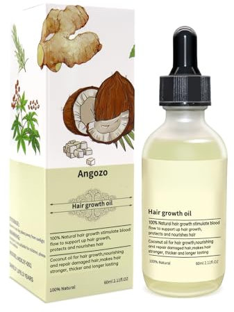 Veganic Hair Oil,100% Natural Growth With Caffeine,Biotin,Coconut,Macadamia,Rosemary and Castor for Growth,Thickening Hair Mask & Loss Treatment,60ml