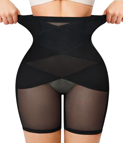 KUMAYES Culotte Gainante Femme Ventre Plat Taille Haute Contrôle Sculptante Gainante Anti Frottement Cuisse Minceur Shapewear Invisible Panty (Noir, L)