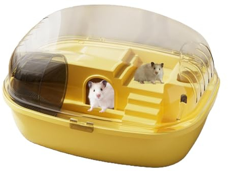 Gabbia per criceti per piccoli animali - Habitat trasparente interattivo, gabbia per gerbilli con ruota | Durevole casa per criceti nani per topi, gerbilli, portatile 13,98 x 10,83 x 7,87 pollici Gabb