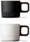 Set of 2 Ceramic Espresso Cups with Wooden Handle, 2.7 Oz/80 ml Porcelain Coffee Mug, Demitasse Tea Cup, Yerba Mate Cup for Latte Cappuccino Mocha Coco (Black & White)