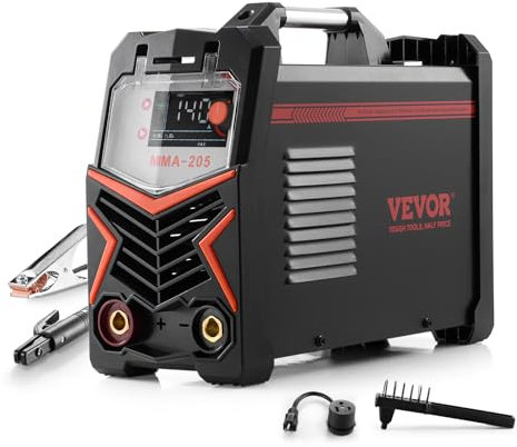 VEVOR Soldador TIG, Máquina de Soldar 2 en 1 de 205 A, Pantalla LED Grande, Soldador Eléctrico Máquina Soldadura TIG con Inversor IGBT y Arranque en Caliente Arc Force, 380 x 160 x 320 mm, Negro