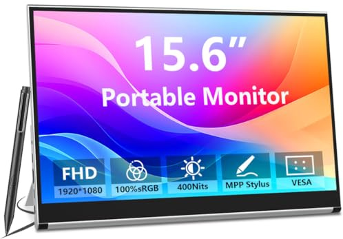 Magedok Monitor portátil con Pantalla táctil, Monitor Externo de 15,6 Pulgadas y 1080p con lápiz óptico MPP Incluido, IPS, 100% sRGB, USB-C/HDMI/Mini DP para portátiles, PC, Mac, Surface y Consolas