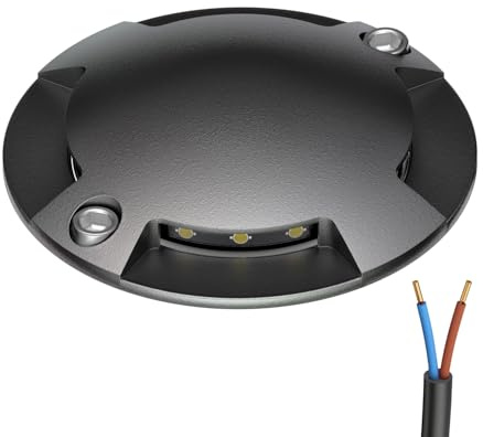ledscom.de LED markbelysning, vägmarkering RUNDA för utomhusbruk, IP67, 4-flammig, antracit, rund, 70mm Ø, varmvit