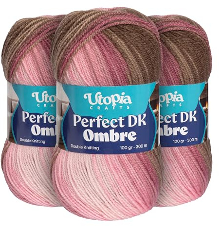 Utopia Crafts DK Ombre Multicolour Double Knitting Yarn 3X 100g (005)