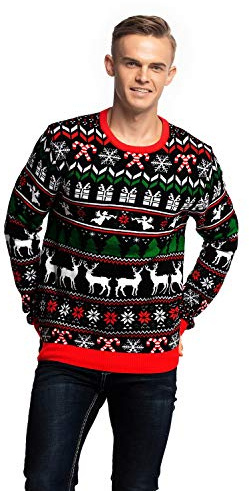 U LOOK UGLY TODAY Pull de Noël Laid pour Les Hommes, Festif pour Une Fête de Noël,Fab Festive Fair Isle,XL