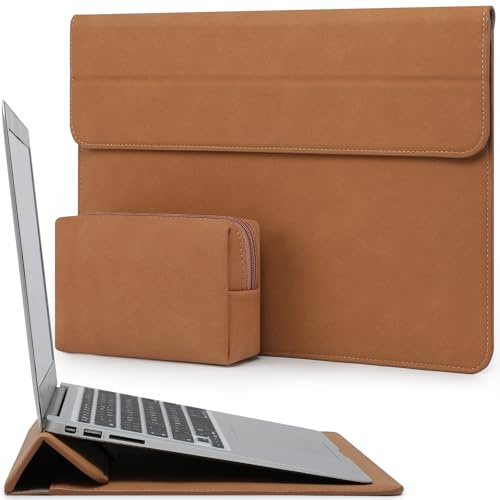 HYZUO 13,3-14 Pulgadas Funda para Portátiles con Soporte, Marrón | para MacBook Pro 14 M5/M4/M3/M2/M1 A3426 A3427 2026-2021, MacBook Pro/Air 13,3,13,5 13,8 Surface Laptop,HP Spectre X360 13/14
