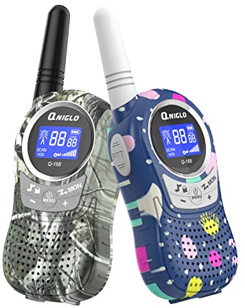 QNIGLO Walkie Talkies Kids Rechargeable, Camouflage 2 Way Radio Handset Kids Walkie Talkies with USB Chargeable Cable Backlit, Long Range Walkie Talkie Army Toys Gift for Kids Boys Outdoor Camping