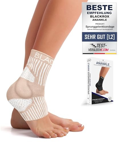 BLACKROX Ankel-bandage ankle med silikonstöd, fotled, bandage, sport, ankelbandage höger vänster kvinnor, män, fotbandage fotledsskydd, fotledsbandage, häst, fotboll ( S)