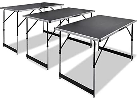 Makastle Multifunktionstisch 3- teilig, 100 x 60 cm Tapeziertisch 30kg Tragkraft je Tisch Mit Ausziehfunktion Klapptisch Flohmarktisch Beistelltisch Mehrzwecktisch Campingtisch höhenverstellbar