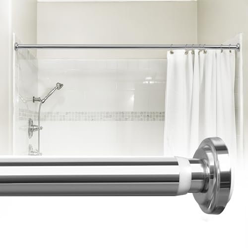 Deconovo Extendable Curtain Poles for Eyelet Curtains(115-210cm), Spring Tension Rods for Curtains, Stainless Steel Shower Curtain Rod, Silver