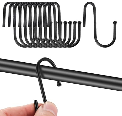 DGUSO Ganci a S 10 Pezzi Ganci per Appendere Ganci Piccoli Pesanti Ganci a S Neri Ganci a S In Acciaio Inox Ganci Appendiabiti Ganci a S per Cucina Bagno Camera da Letto Ufficio (Nero)