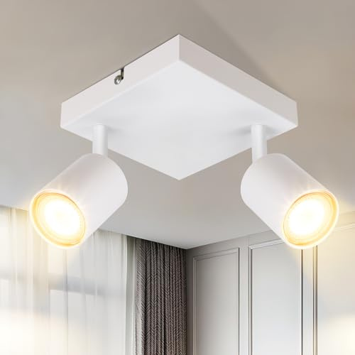 Homefire Taklampa vardagsrum taklampa 2 lågor: Taklampa GU10 modern spotlight vit kök korridor takspotlight inomhus svängbar LED-spotlight för sovrum kök