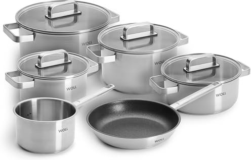 WOLL Steel Edelstahl Topfset – 10-teiliges Kochtopfset, induktionsgeeignet, für alle Herdarten, spülmaschinenfest, korrosionsbeständig