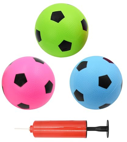 Coriver 3 Pack Petit Ballon de Football -15 cm Ballon de Football en 3 Couleurs, Petit Ball de Plage pour Piscine d'été, Jeu de Sport d'extérieur et d'intérieur pour Enfants (1.Rose+Bleu+Vert)