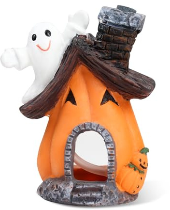 LuckyOpt Aquarium Decoration, Resin Pumpkin House Shaped Fish Tank Decorations, Aquarium Ornaments Landscaping Accessories Decoration for Halloween Decorations (Orange)
