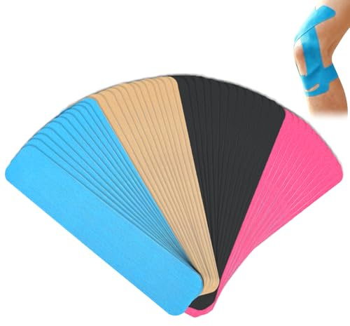 50PCS Kinesiologico tape,Nastro Atletico Elastico Resistente,Nastro Kinesiologico Pretagliato,Traspiranti Tape,Per Vari Sport,Supporta Ginocchio, Muscoli, Articolazioni, Schiena e Polso
