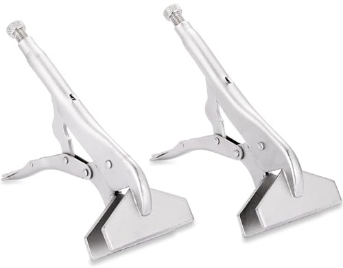 FLKQC 10 Locking Sheet Metal Clamp, 2 Pack Heavy Duty Welding Locking Pliers, Adjustable Opening Flat Jaw Metal Grip Tool, Nickel Plated