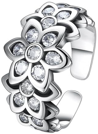 S925 Sterling Silver S925 Sakura CZ-ring för kvinnor, moderiktig justerbar ring i Sakura diamant