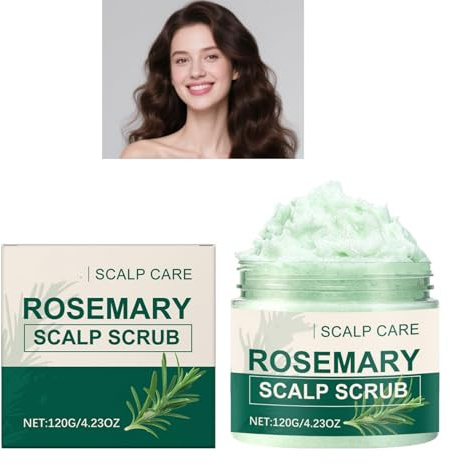 Scrub cuoio capelluto al rosmarino - Trattamento esfoliante per forfora e cuoio esfoliante lenitivo e pulizia profonda con olio di rosmarino, leggero, adatto a tutti i tipi di capelli (1PCS)