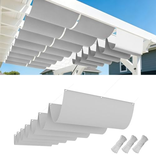 Toldo Vela de Sombra Retráctil Ondulada, ZoneYan Toldos Vela Impermeable, Toldos Exterior Terraza Retractil 100x200cm, Vela Sombra con Ojales y Cuerdas, para Patio Jardín (Gris, 100x200cm)