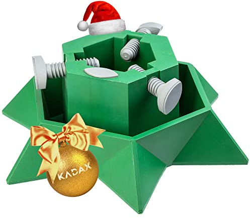 KADAX Weihnachtsbaumständer mit Wasserbehälter, Stabiler Christbaumständer aus robustem Kunststoff für Bäume, moderner Tannenbaumständer, Verschiedene Großen, grün (Baumhöhe bis 2m)