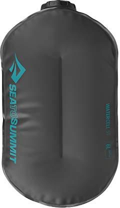 Sea to Summit - Watercell X 6L - Wasserbehälter & -Spender - Durchflusskontrolle & Duschkopf - BPA-freie Innenbeschichtung aus TPU - Kompakt - Wandern & Camping - 35 x 23 x 10.5cm - Smoke - 150g