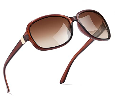 SIPHEW Große Sonnenbrille Damen Polarisiert Vintage, Retro Design Brille mit Groß Polarisierend Verspiegelt Gläser UV400 Schutz
