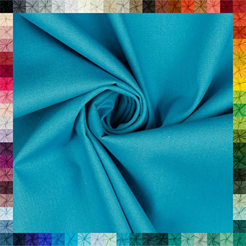 VmG-Store Baumwollstoff Uni 100% Baumwolle Oeko-Tex Meterware ab 50cm über 70 Farben zur Auswahl (060 Türkis, 50 x 148cm)
