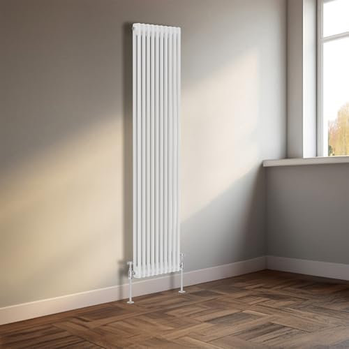 NRG Column Radiator Gloss White 1800x470mm Double Traditional Cast Iron Style Heater Interior Designer Vertical Bathroom Radiators