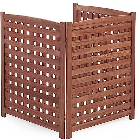 3-Panel Outdoor Air Conditioner Fence Screen, Outside Wood Privacy Fence, 32 W x 38 H