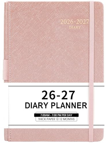 Diary 2026 - A5 Page a Day Diary 2026 from Jan. 2026 to Dec. 2026, with Monthly Tabs, Inner Pocket, Banded, 14.5 X 21 cm