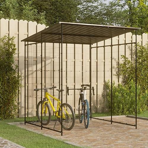 Gecheer Cykelskjul Stål Svart 190 x 190 x 222 cm, Trädgårdsskjul Utomhus Förvaringsskjul Verktygsskjul Utomhus, Typ 1