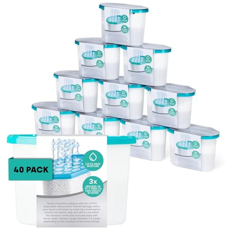 LIVIVO Dehumidifiers Disposable 500ml - 40-Pack Dehumidifiers for Home | Condensation Absorbers for Windows, Moisture Absorber, Mould Damp Trap - Interior Dehumidifier for Home, Wardrobe, Bathroom