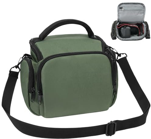Ainiv Kameratasche, Spiegelreflex DSLR SLR Fototasche, Kamera Tasche zum Umhängen Kompatibel für Canon Nikon Sony SLR/DSLR Kamera Objektive und Zubehör Wasserdicht, Grün