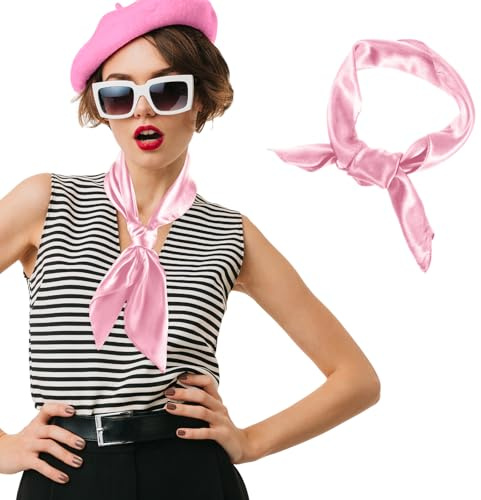 simarro Women Silk Feeling Scarf, 23.5 Inch Satin Head Scarves Fashion Square Scarfs Breathable Soft Handbag Accessories, Pink, Large