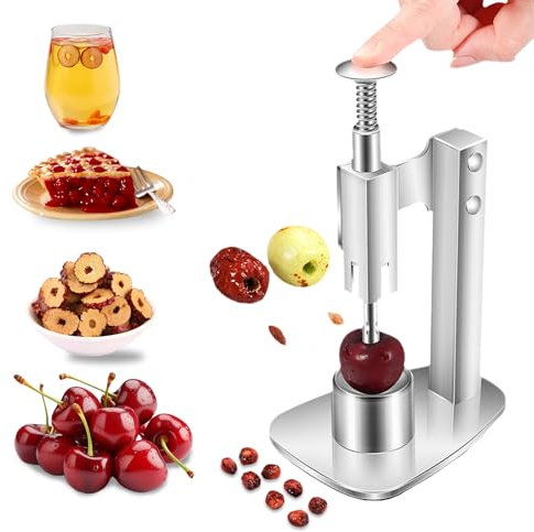 BeauFairy Cherry Pitter, Stainless Steel Pitting Device, Portable Multifunctional Cherry Pitter, Dates pitting Device, Fruit Pit Remover Press Type Kitchen Tool, for Hawthorn Cherry Jujubes, 003