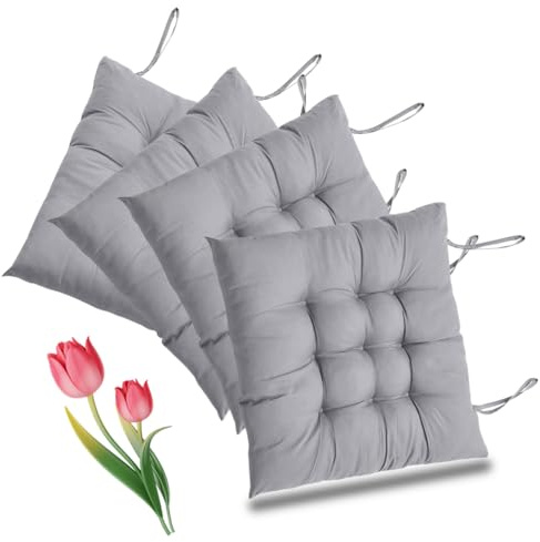 Umllpet 4 Stück Stuhlkissen,40x40cm Sitzkissen Sitzpolster Stuhl Sitzkissen Esszimmerstuhl Sitzauflage Stuhl für Indoor Outdoor Bürostuhl Sitzpolst (Grau)