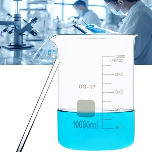 WTBHDUK Bicchiere graduato da Laboratorio da 1000-10000 ml, becher di Grande capacità (Riutilizzabile), con Asta di agitazione, Bilancia di precisione/Chiara e precisa, Facile da osservare