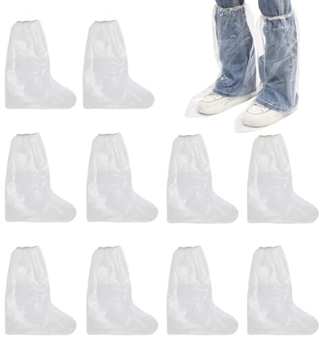 5 Paires de surchaussures jetables, surchaussures impermeables, Couvre-Bottes Jetables Imperméables pour Chaussures de Pluie pour Hommes et Femmes, Couvre-Chaussures (Long, 39 * 50cm)