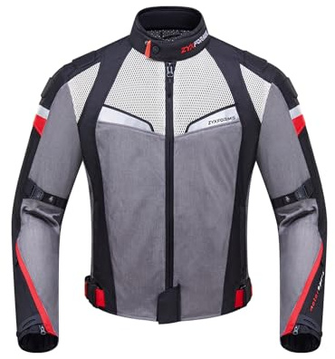 Zyxformis Chaqueta Moto Hombre Verano con Protecciones Homologadas, Cazadora de Moto en Tejido Técnico Perforado, Ropa de Motociclista Ligera, Transpirable y Anti-abrasión