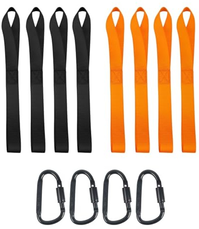 8 Correas de Sujeción 405x35 mm con 4 Mosquetones de Rosca, Cintas de Amarre para Moto 1000 kg, Lazos de Fijación para Moto, Coche, Camping