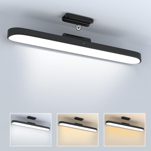 Vlio LED Under Cabinet Kitchen Lights, Dimmable 3 Colors Under Cupboard Kitchen Lights, USB-C Rechargeable Battery Stick on Wireless Light for Wardrobe, Closet, Shelf, Mirror, Makeup (Black 1 Pack)