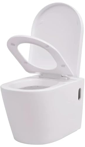 Hänge-Toilette mit Einbau-Spülkasten – Keramik-Schüssel & Kunststoff-Sitz – Platzsparend & Modern für Bad & WC – Einfache Montage & Langlebig