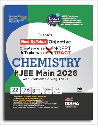 Disha's New Syllabus Objective NCERT Xtract Chemistry with Problem Solving Tricks for NTA JEE Main 9th Edition | BITSAT, VITEEE & KCET | Tips on your Fingertips, Previous Year Question Bank PYQs